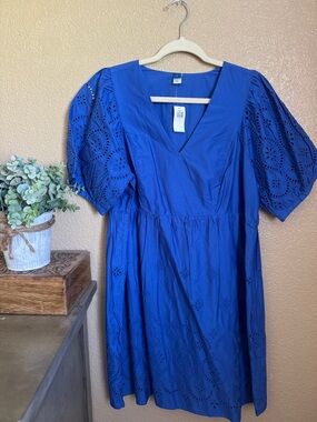 Old Navy Royal Blue Eyelet Midi Dress